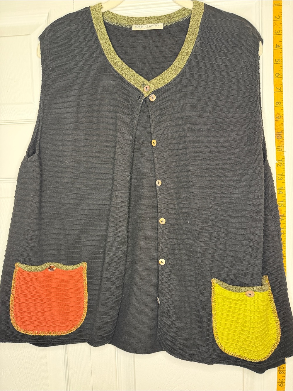 Vest - Margaret Winters Black Top Pocket Detail